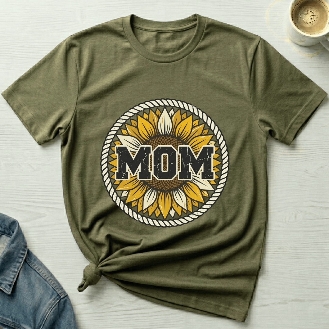 mom life tee that says Sunflower Mom T-Shirt for moms