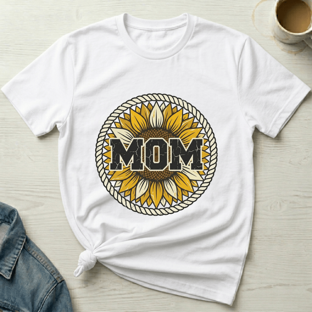 mom life tee that says Sunflower Mom T-Shirt for moms