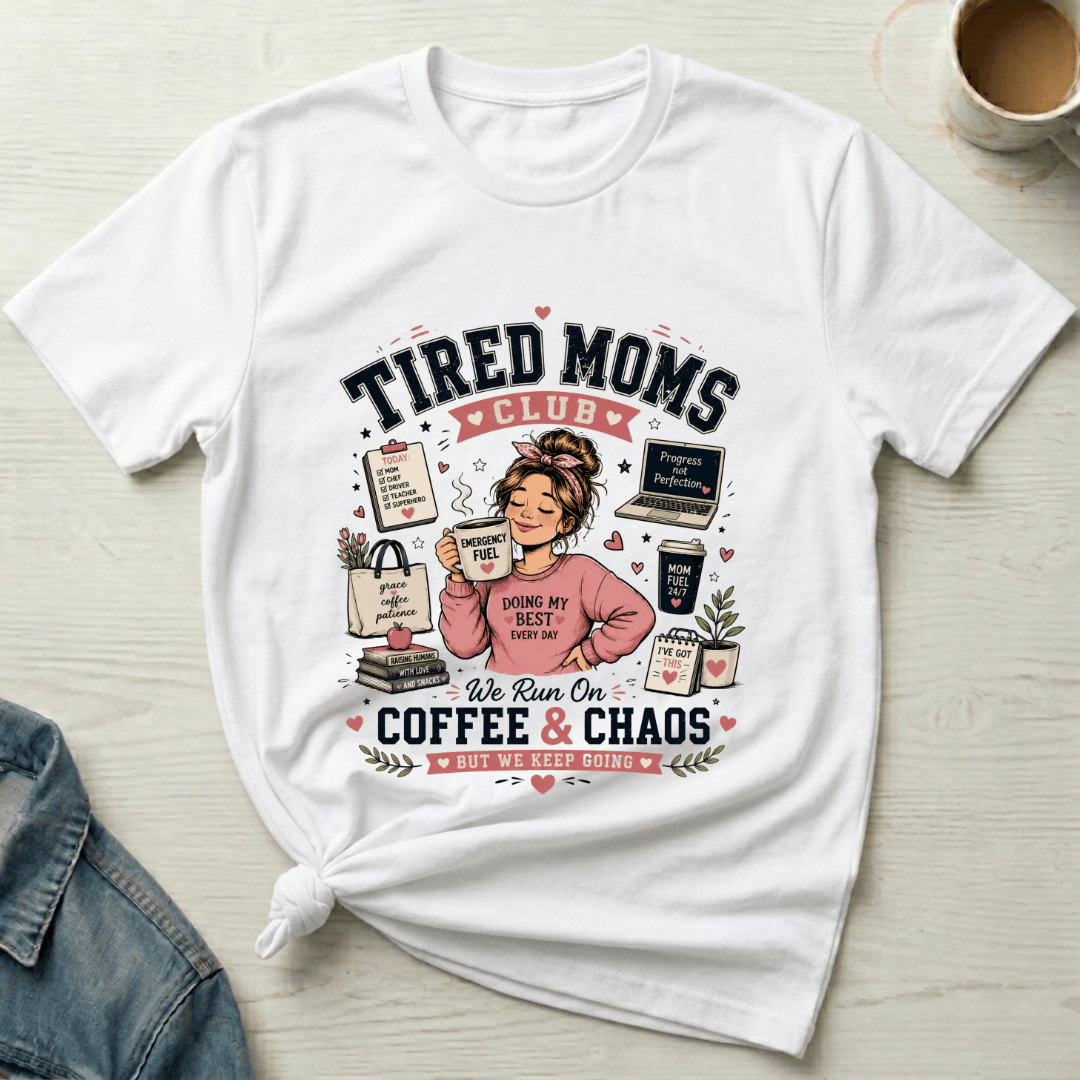 mom life tee that says Tired Mom T-Shirt for moms