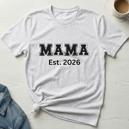 mom life tee that says Varsity Letter Newborn Mom T-Shirt for moms