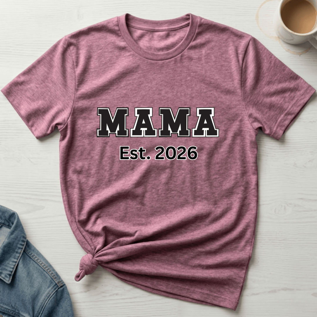 mom life tee that says Varsity Letter Newborn Mom T-Shirt for moms